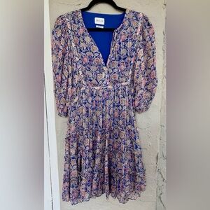 SAYLOR Long Sleeve Floral Dress in Blue and Pink